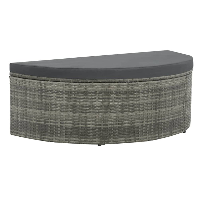 vidaXL 2 Seater Garden Sofa with Cushions and Parasol Grey Poly Rattan