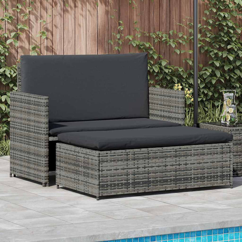 vidaXL 2 Piece Garden Lounge Set with Cushions Poly Rattan Grey