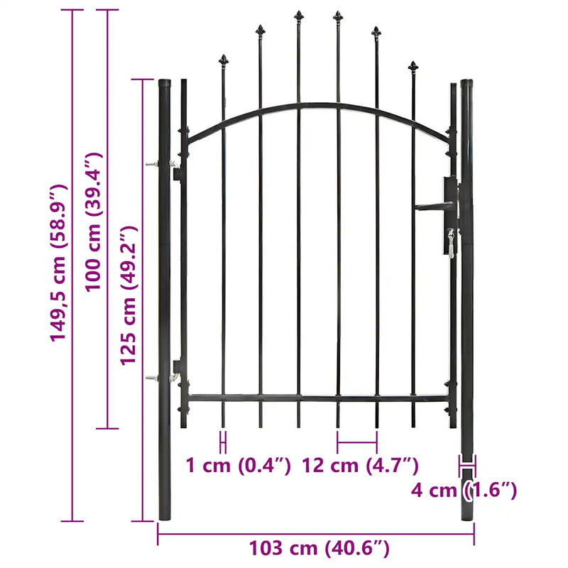Garden Gate Steel 1x1 m Black