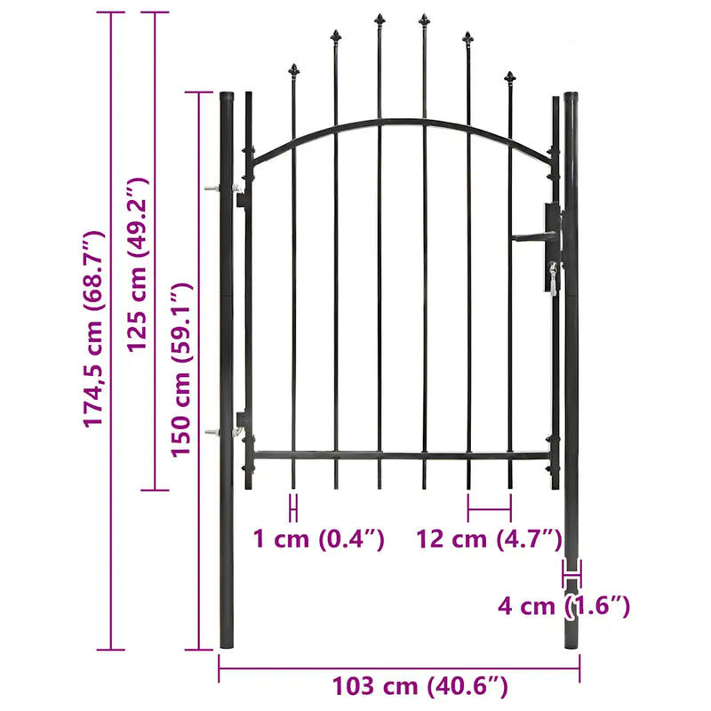 Garden Gate Steel 1x1,25 m Black