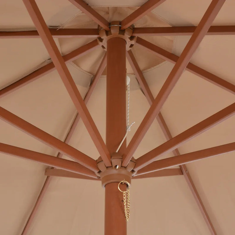 Garden Parasol with Wooden Pole 300 cm Taupe