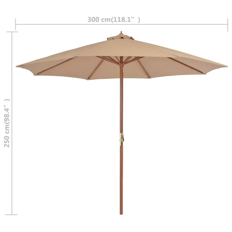 Garden Parasol with Wooden Pole 300 cm Taupe