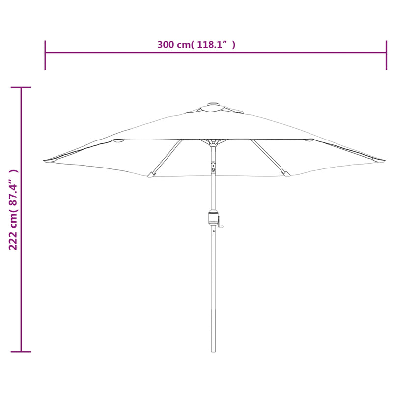 Garden Parasol with Metal Pole 300 cm Taupe