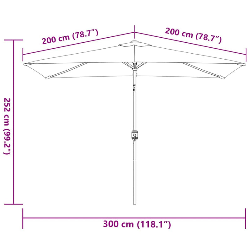 vidaXL Garden Parasol with Metal Pole 300x200 cm Anthracite