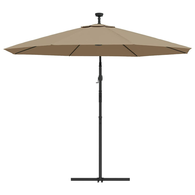 vidaXL Cantilever Garden Parasol with LED Lights and Steel Pole 300 cm Taupe