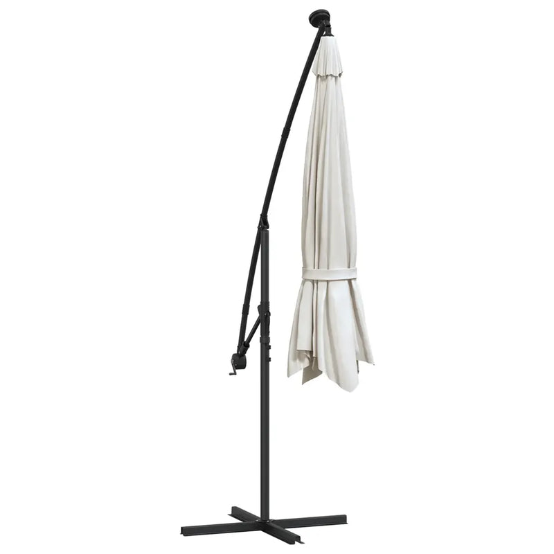 Cantilever Garden Parasol with LED Lights and Metal Pole 350 cm Sand
