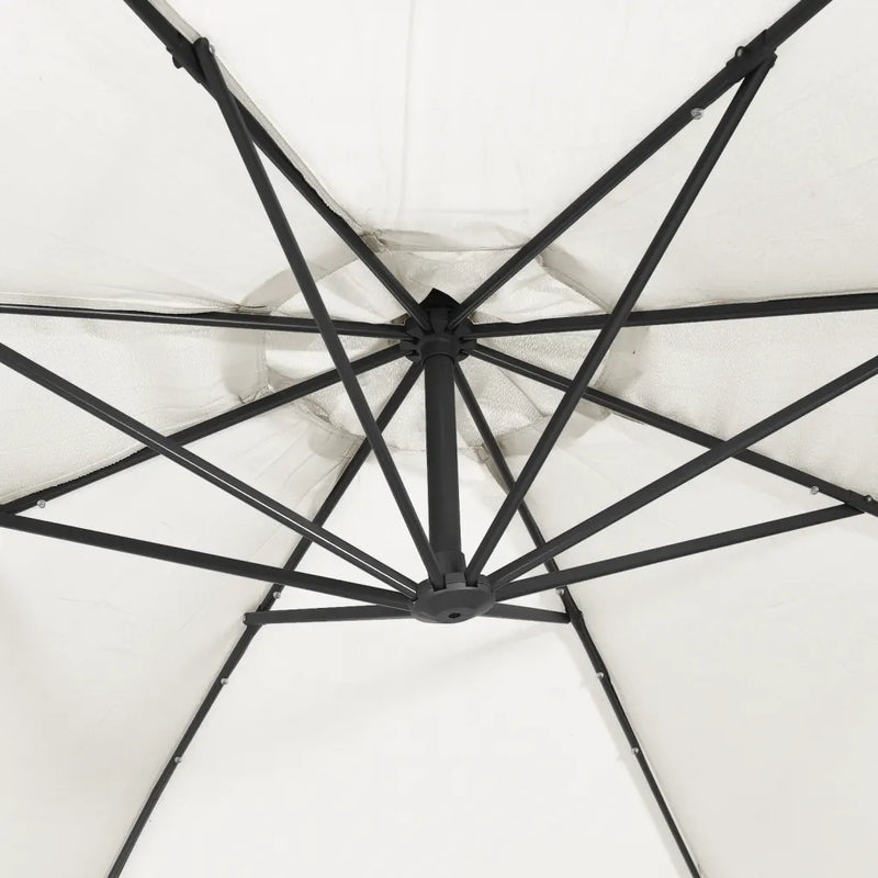 Cantilever Garden Parasol with LED Lights and Metal Pole 350 cm Sand