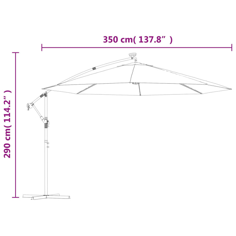 Cantilever Garden Parasol with LED Lights and Metal Pole 350 cm Anthracite