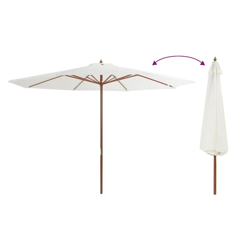 Garden Parasol with Wooden Pole 350 cm Sand White