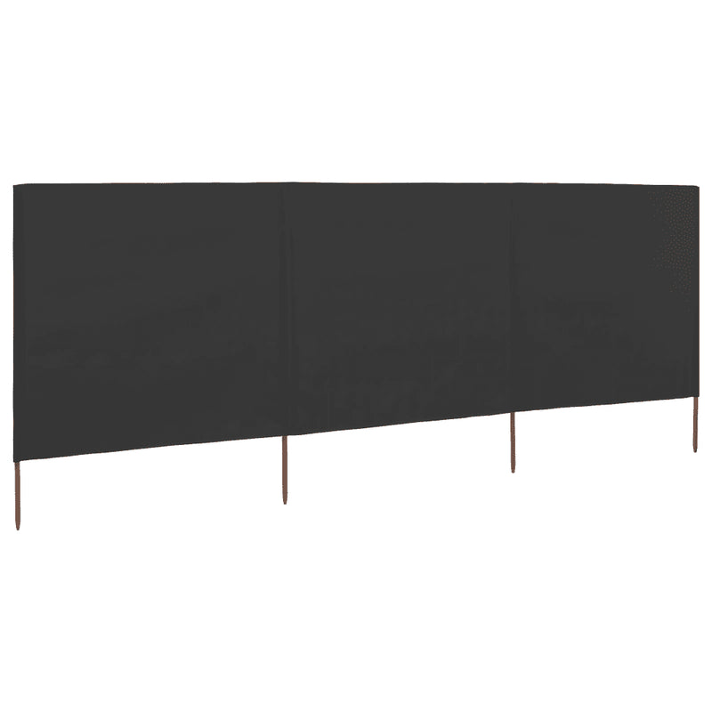 3-panel Wind Screen Fabric 400x120 cm Anthracite