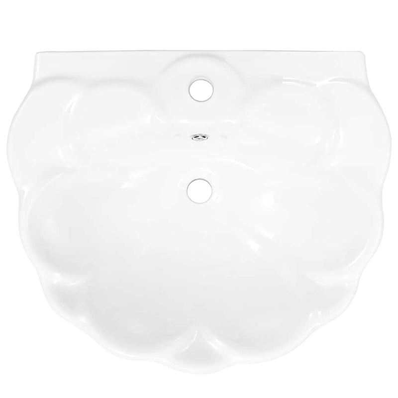 Freestanding Basin with Pedestal Ceramic White 580x510x200 mm