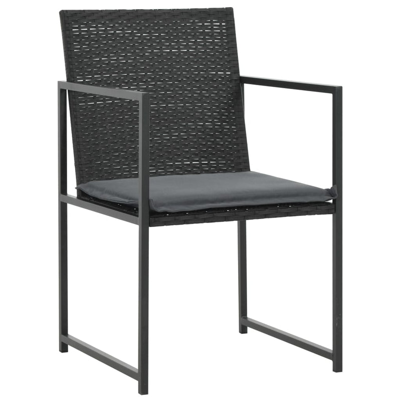 vidaXL 9 Piece Outdoor Dining Set with Cushions Poly Rattan Black
