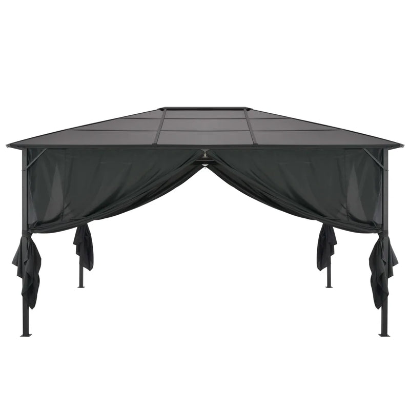 Gazebo with Curtain Aluminium 4x3x2.6 m Black