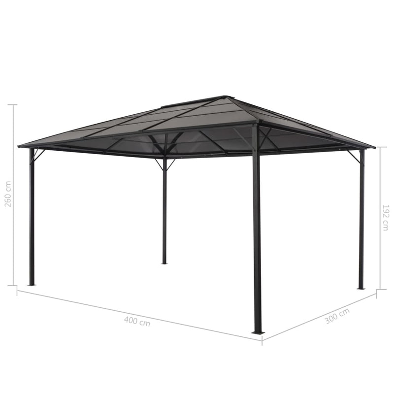 Gazebo with Roof Aluminium 4x3x2.6 m Black