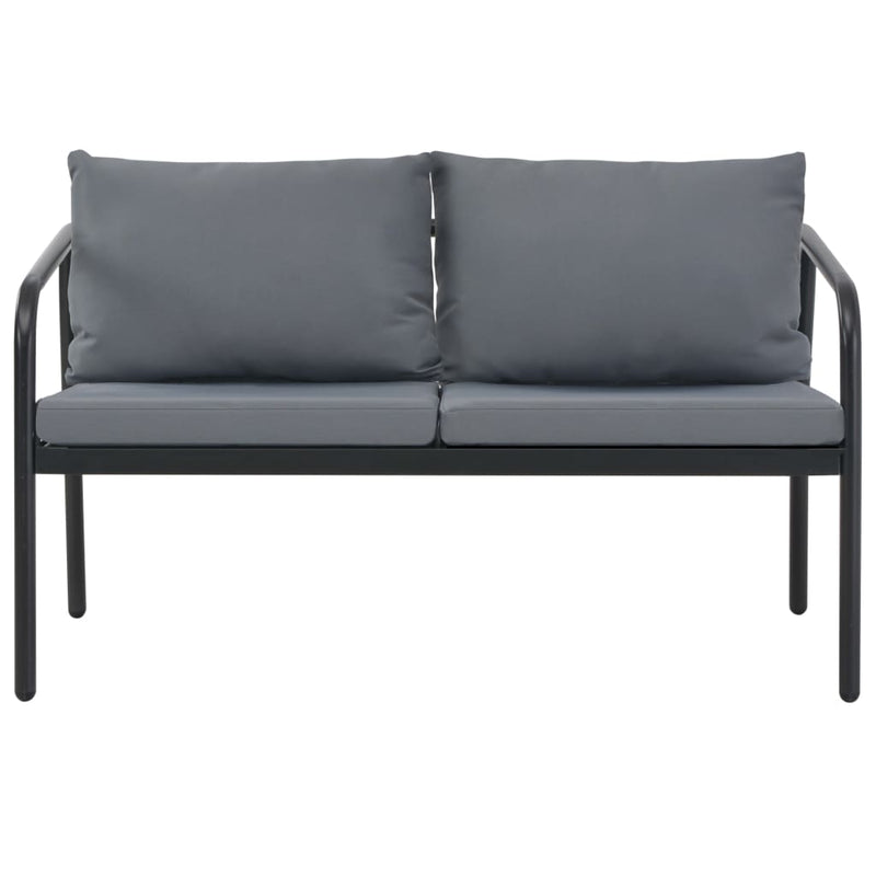 vidaXL 2 Seater Garden Bench with Cushions Grey Aluminium