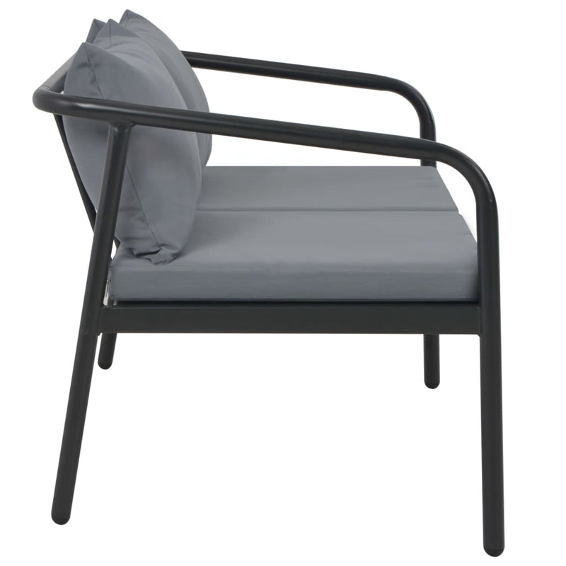 vidaXL 2 Seater Garden Bench with Cushions Grey Aluminium