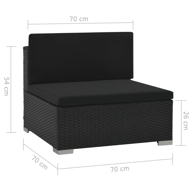 vidaXL 6 Piece Garden Lounge Set with Cushions Poly Rattan Black