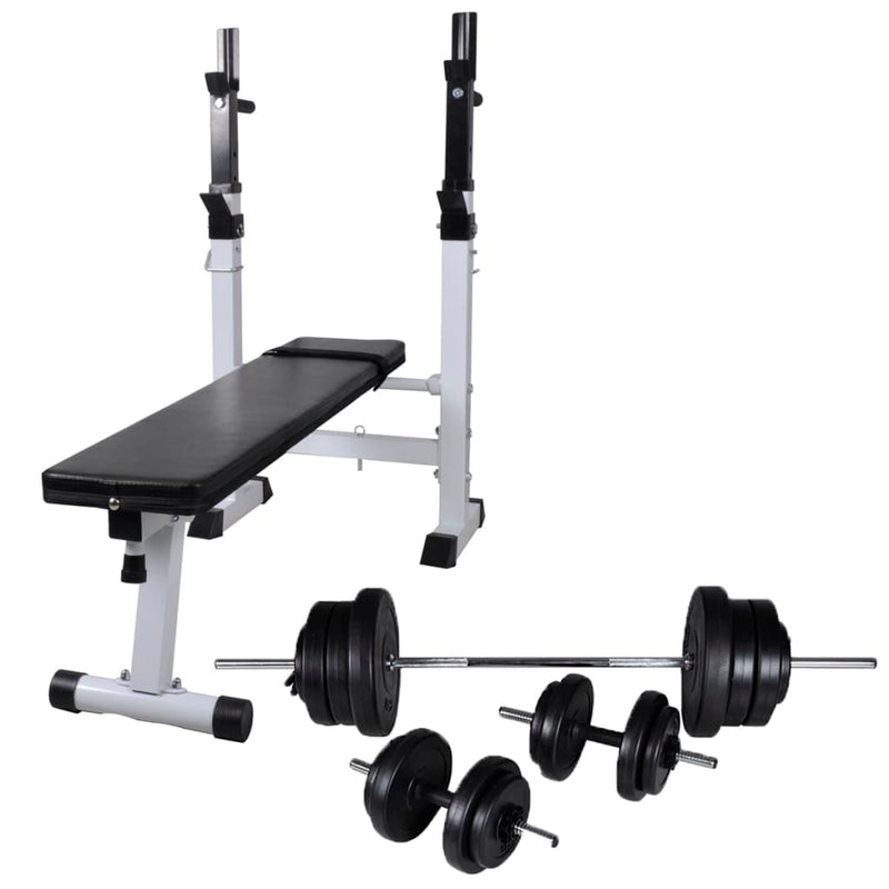 vidaXL Workout Bench with Weight Rack Barbell and Dumbbell Set 60.5kg
