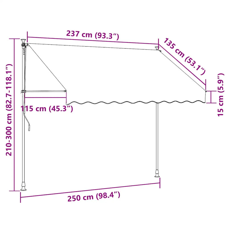 Manual Retractable Awning 250 cm Anthracite