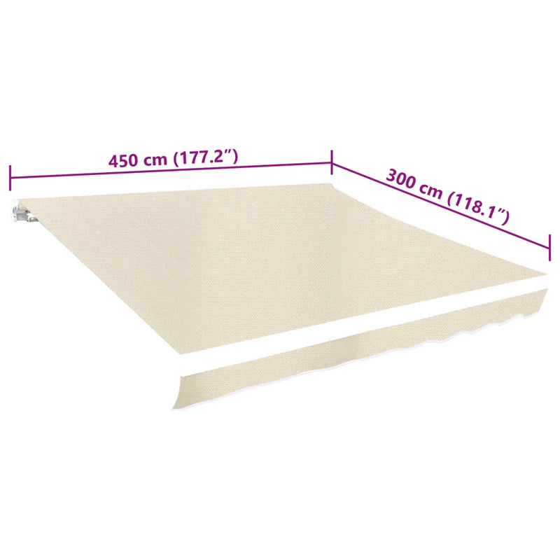 Awning Top Sunshade Canvas Cream 4.5x3 m