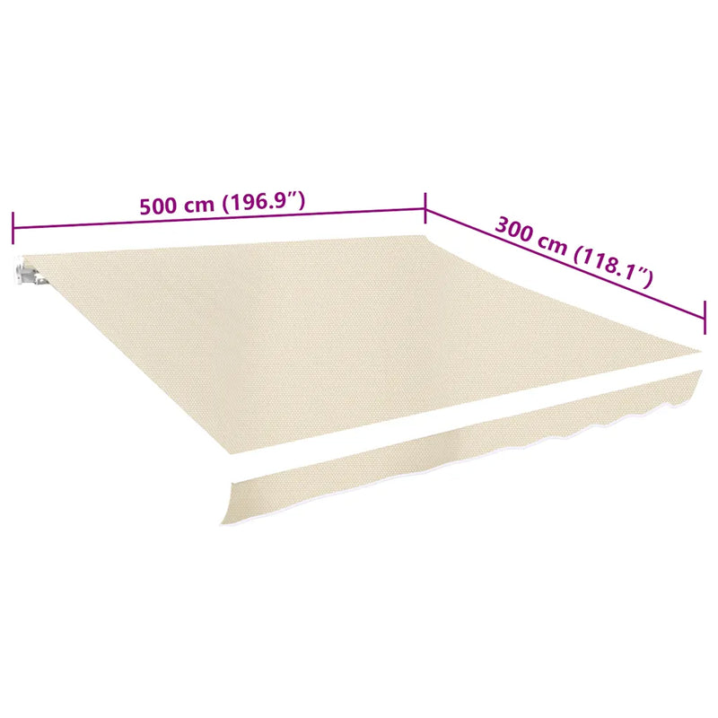 Awning Top Sunshade Canvas Cream 5x3 m