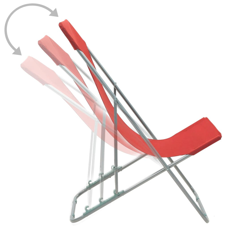 vidaXL Folding Beach Chairs 2 pcs Steel and Oxford Fabric Red