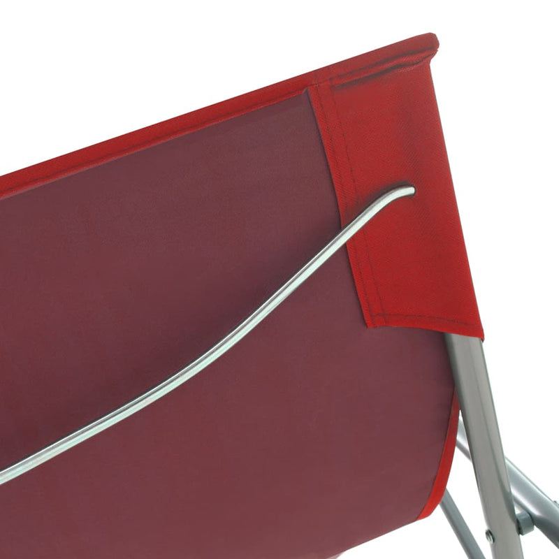 vidaXL Folding Beach Chairs 2 pcs Steel and Oxford Fabric Red