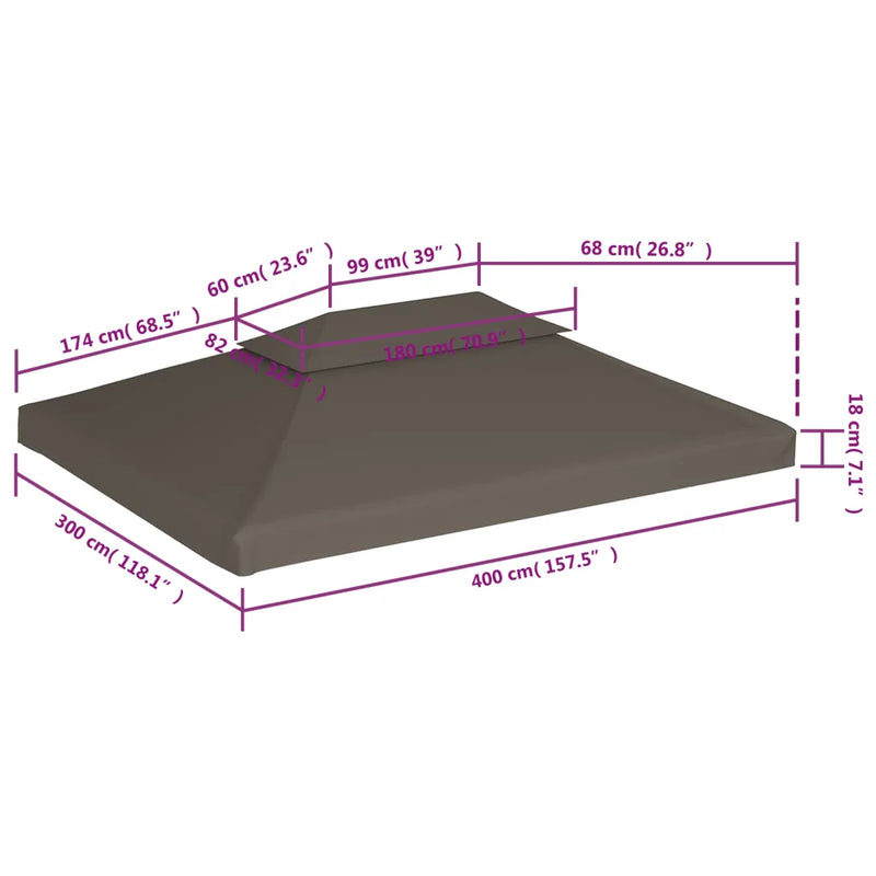 2-Tier Gazebo Top Cover 310 g/m�� 4x3 m Taupe
