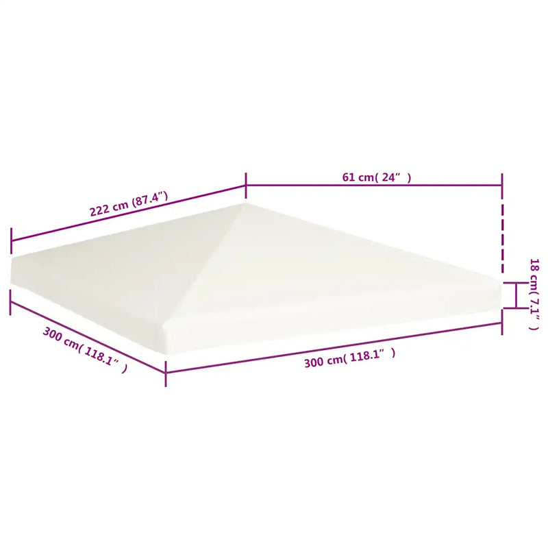 Gazebo Top Cover 310 g/m�� 3x3 m Cream White
