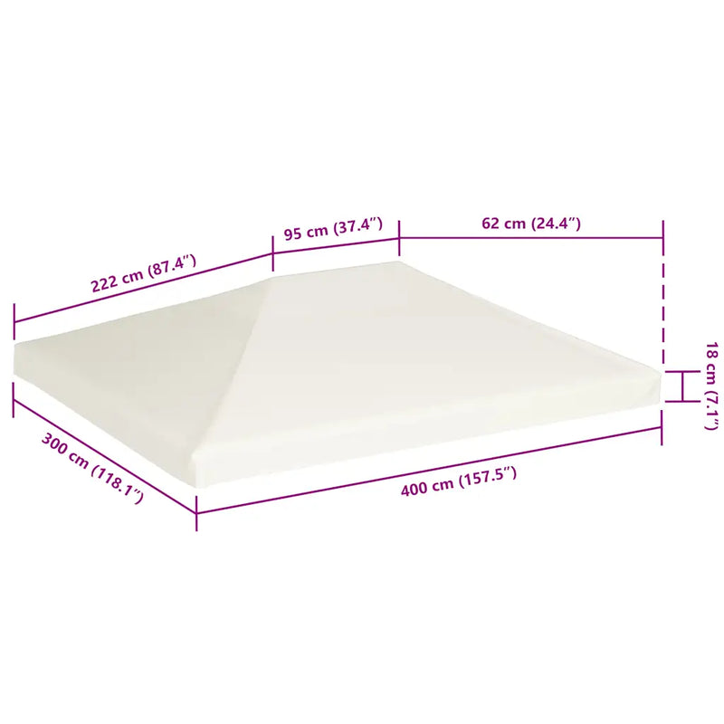 Gazebo Top Cover 310 g/m�� 4x3 m Cream White