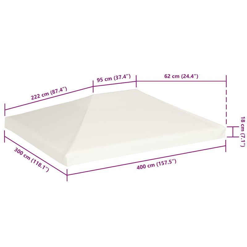 vidaXL Gazebo Top Cover 310 g/m² 4x3 m Cream White