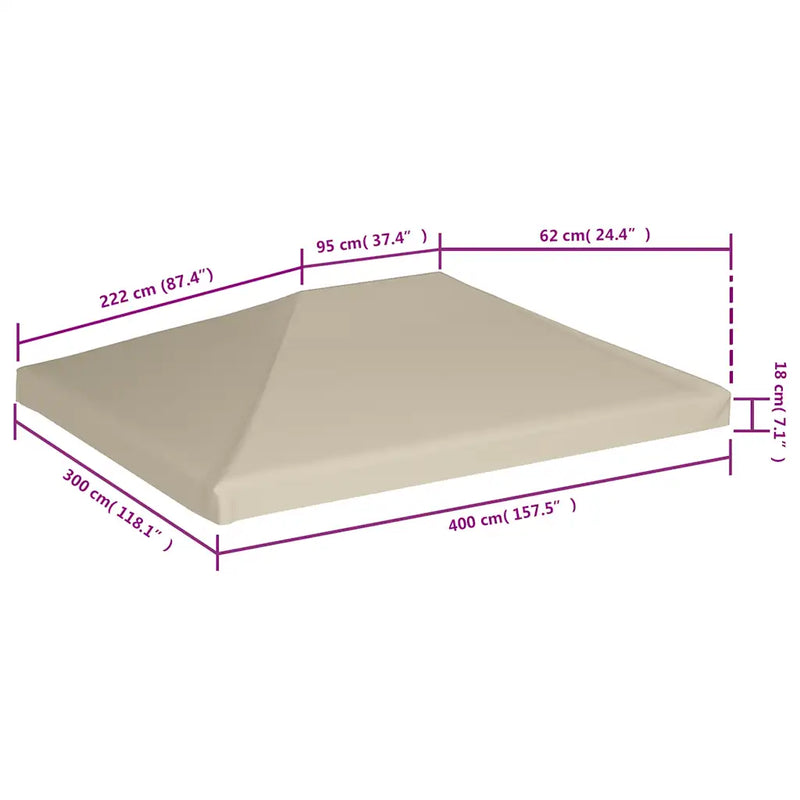 Gazebo Top Cover 310 g/m�� 4x3 m Beige