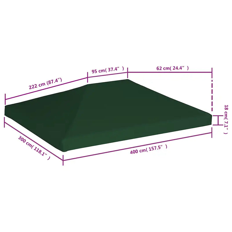 Gazebo Top Cover 310 g/m�� 4x3 m Green