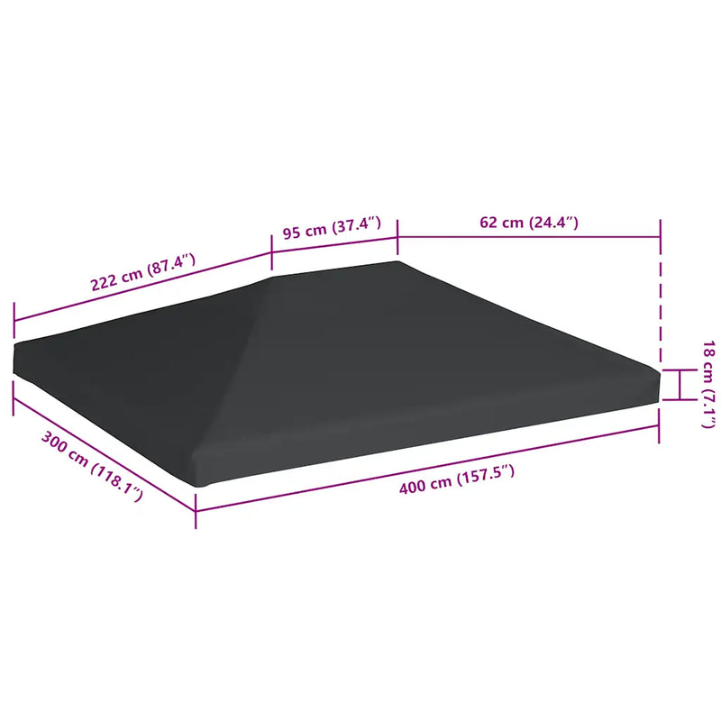 Gazebo Top Cover 310 g/m�� 4x3 m Grey