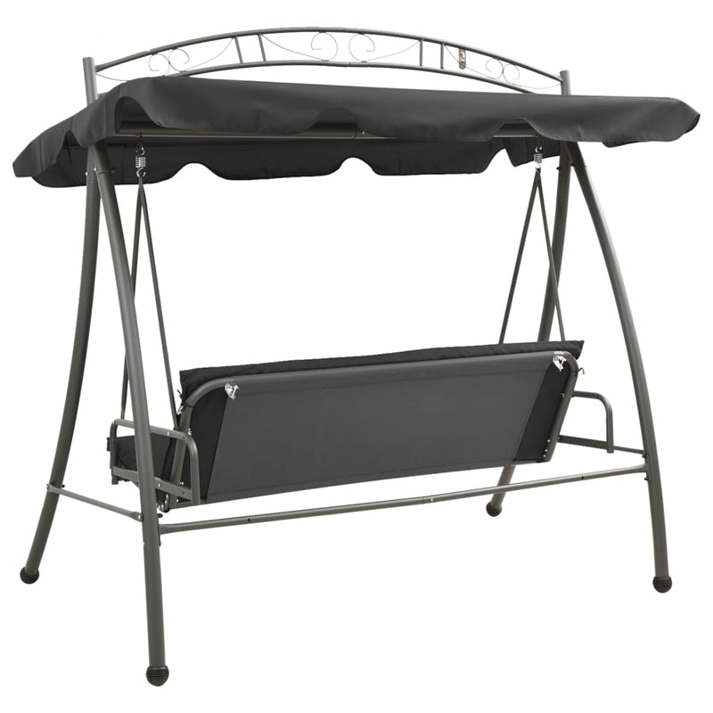 vidaXL Outdoor Convertible Swing Bench with Canopy Anthracite 198x120x205 cm Steel