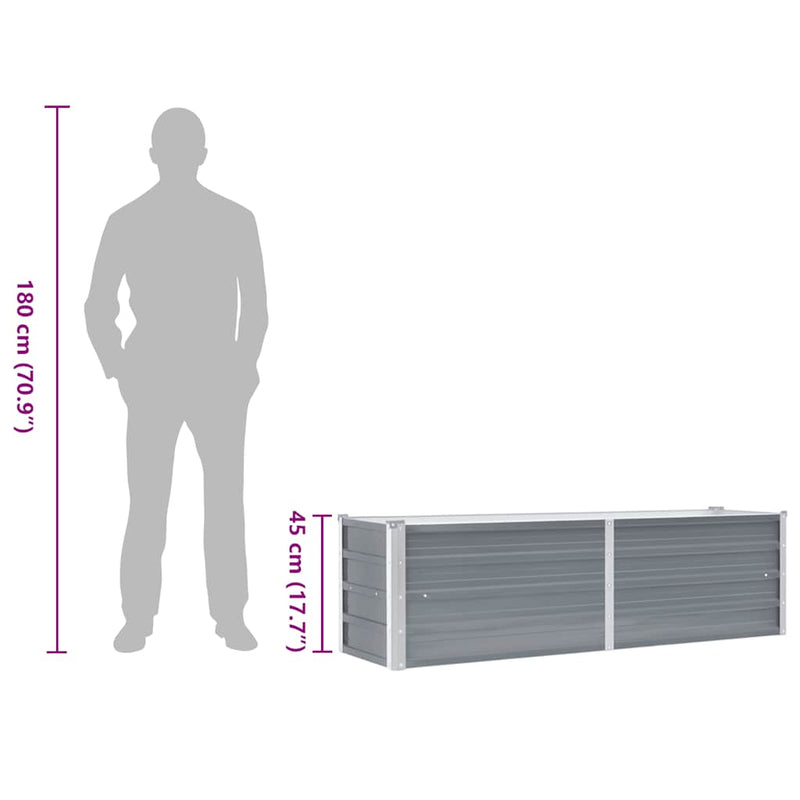 vidaXL Garden Raised Bed Galvanised Steel 160x40x45 cm Grey