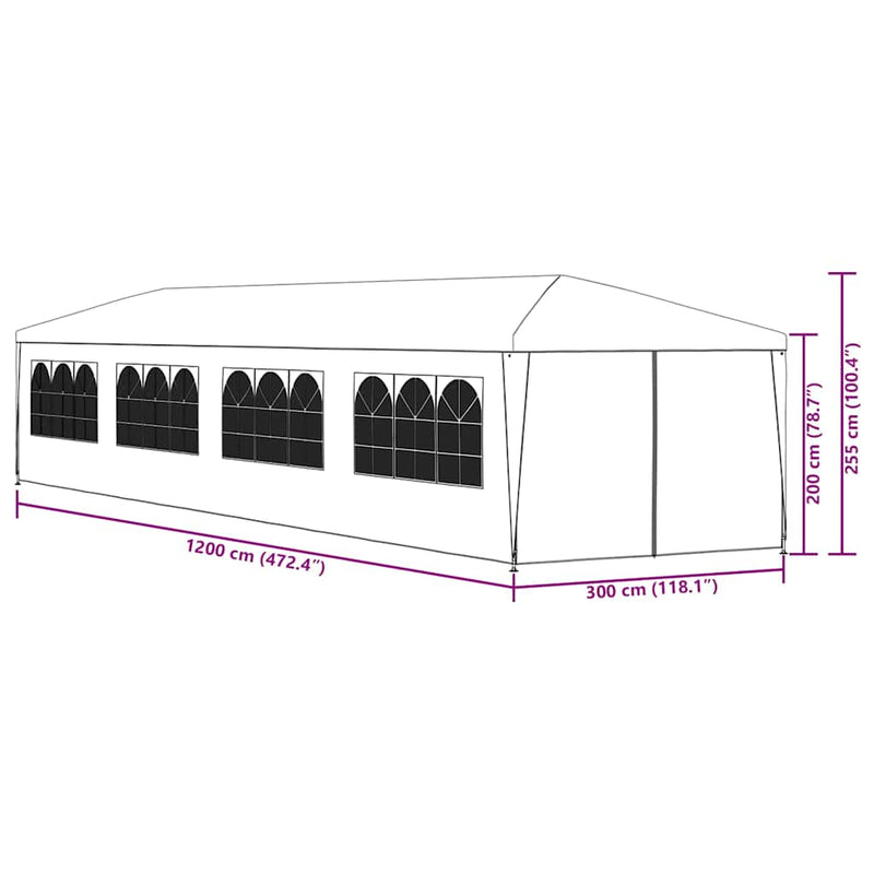 vidaXL Party Tent 3x12 m Anthracite
