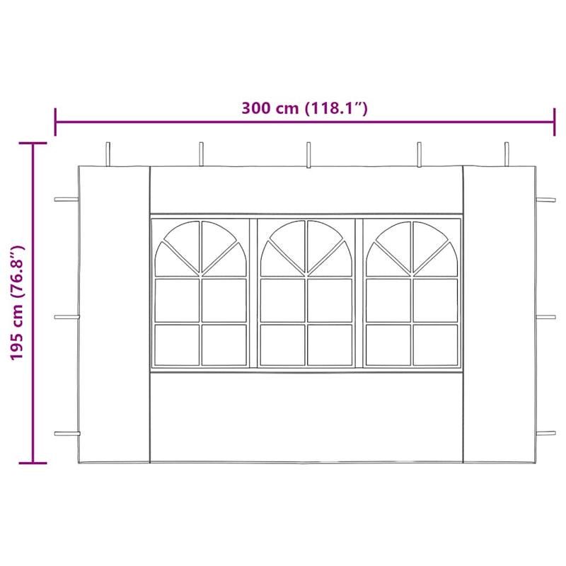 Party Tent Sidewall 2 pcs with Window PE White