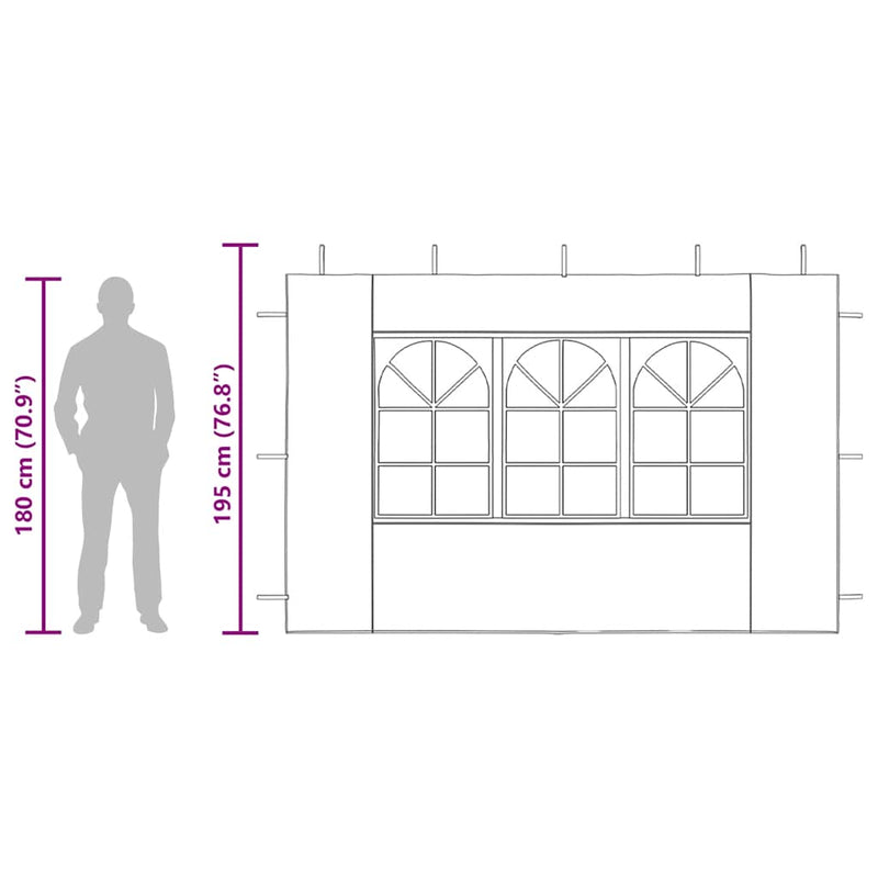 Party Tent Sidewall 2 pcs with Window PE White