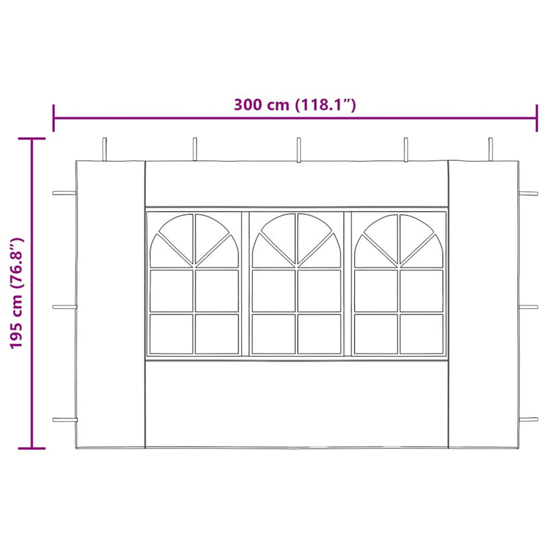 Party Tent Sidewall 2 pcs with Window PE Anthracite