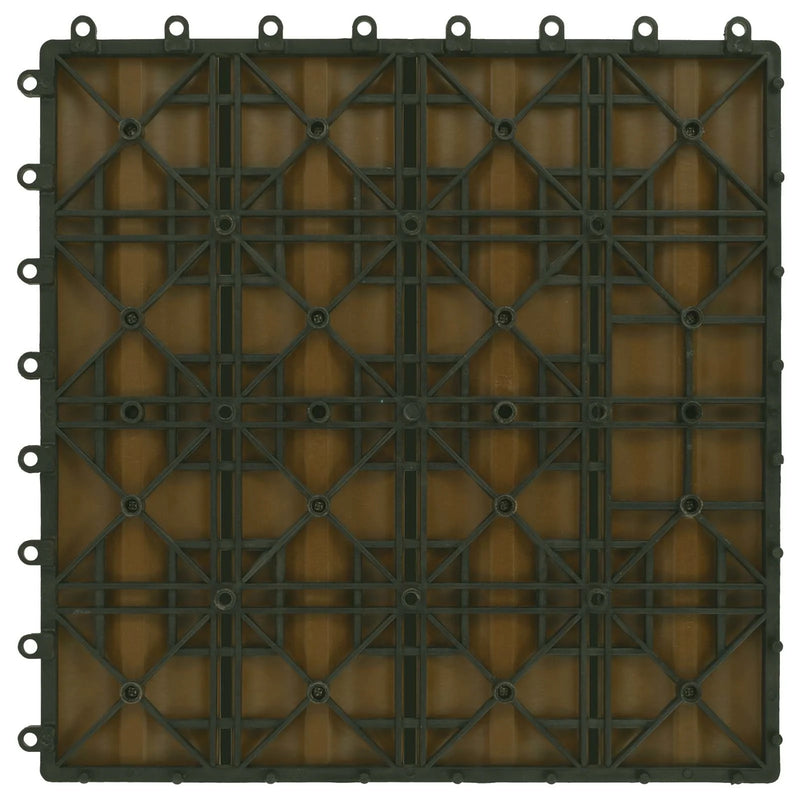 Decking Tile 3D Design 11 pcs Teak 30 x 30 cm WPC