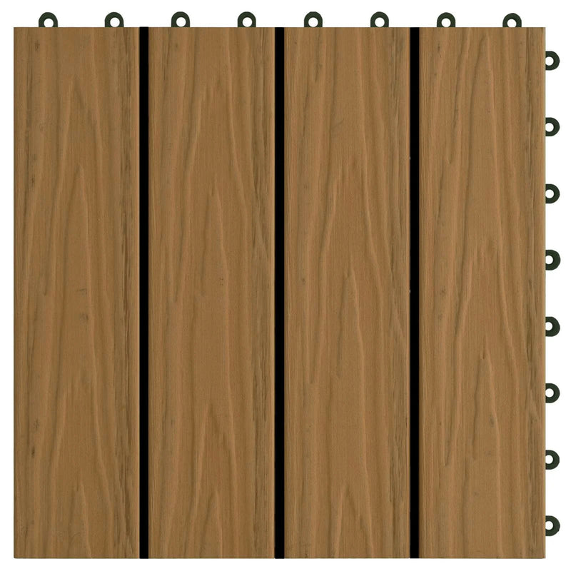 Decking Tile 3D Design 11 pcs Teak 30 x 30 cm WPC