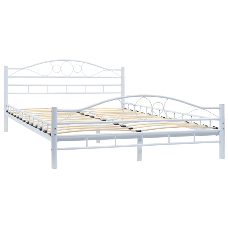 Bed Frame White Metal 137x187 cm Double Size