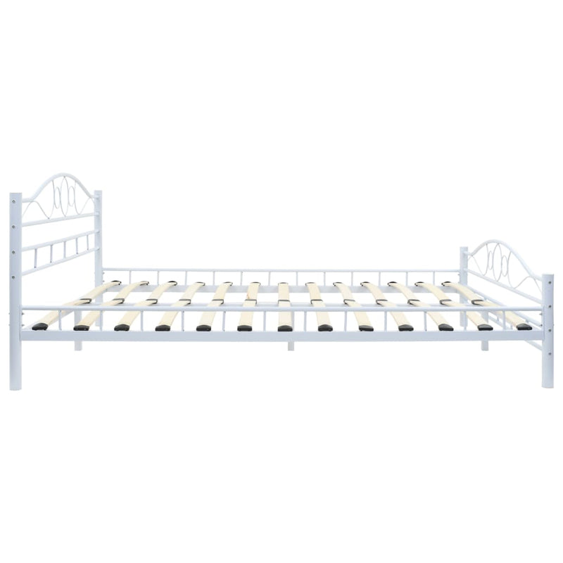 Bed Frame White Metal 137x187 cm Double Size