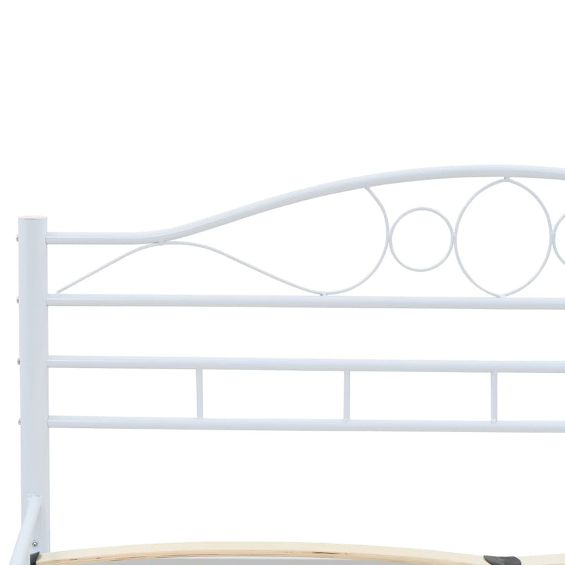 Bed Frame White Metal 137x187 cm Double Size