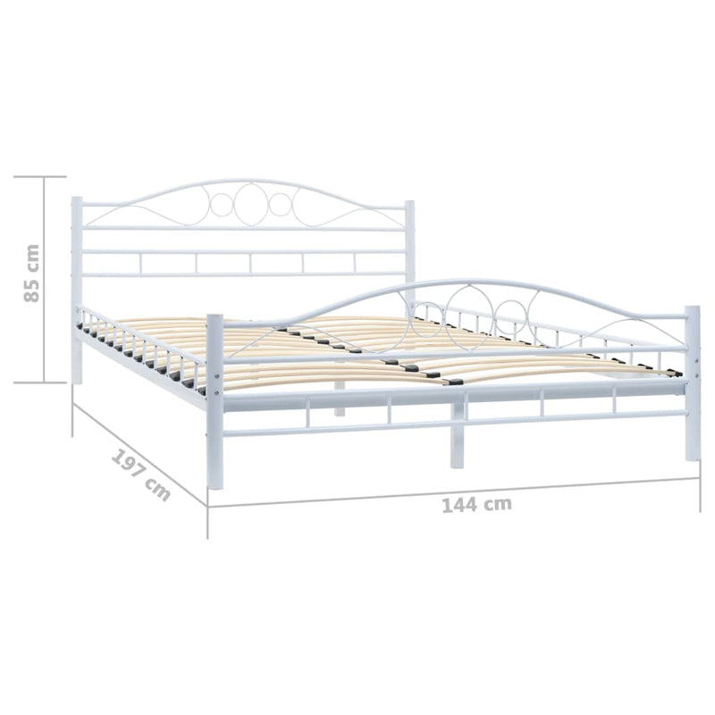 Bed Frame White Metal 137x187 cm Double Size