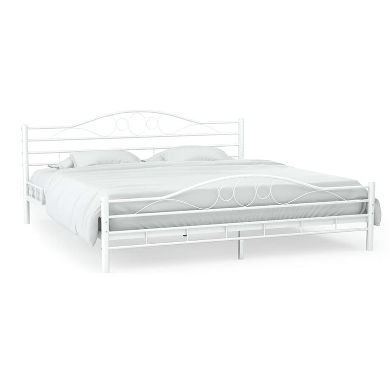 Bed Frame White Metal 137x187 cm Double Size