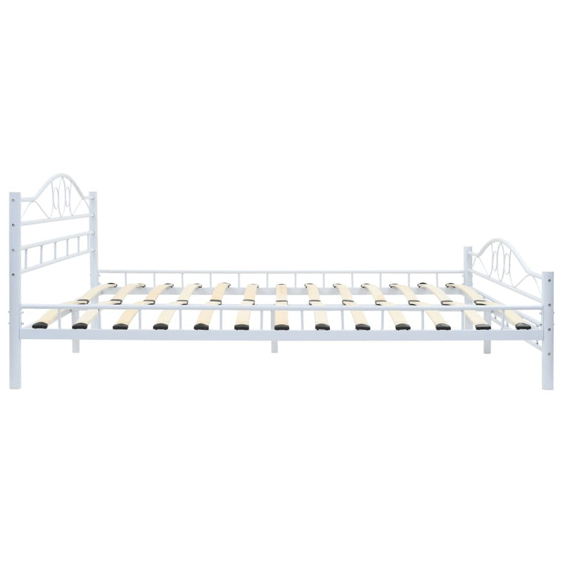 Bed Frame White Metal 153x203 cm Queen Size