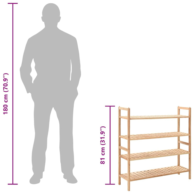 vidaXL Shoe Rack Solid Walnut Wood 69x26x81 cm