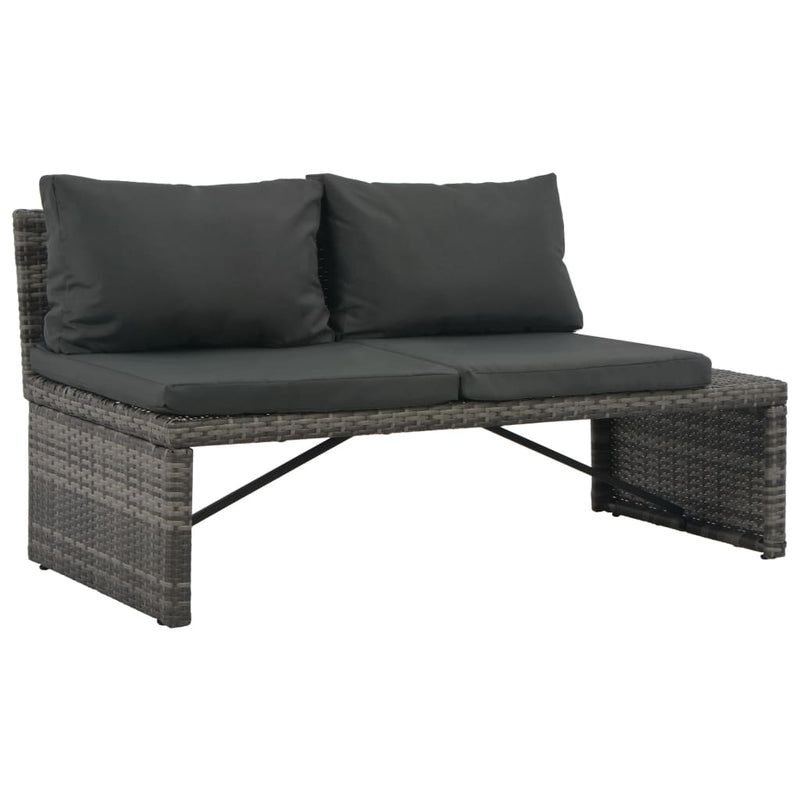 vidaXL 3 Piece Garden Lounge Set with Cushions Poly Rattan Grey